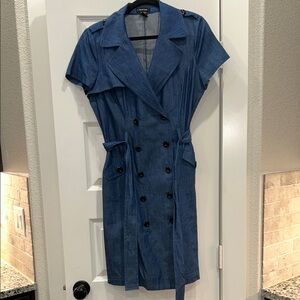 Spence Blue Sheath Mini Dress with Notched Collar